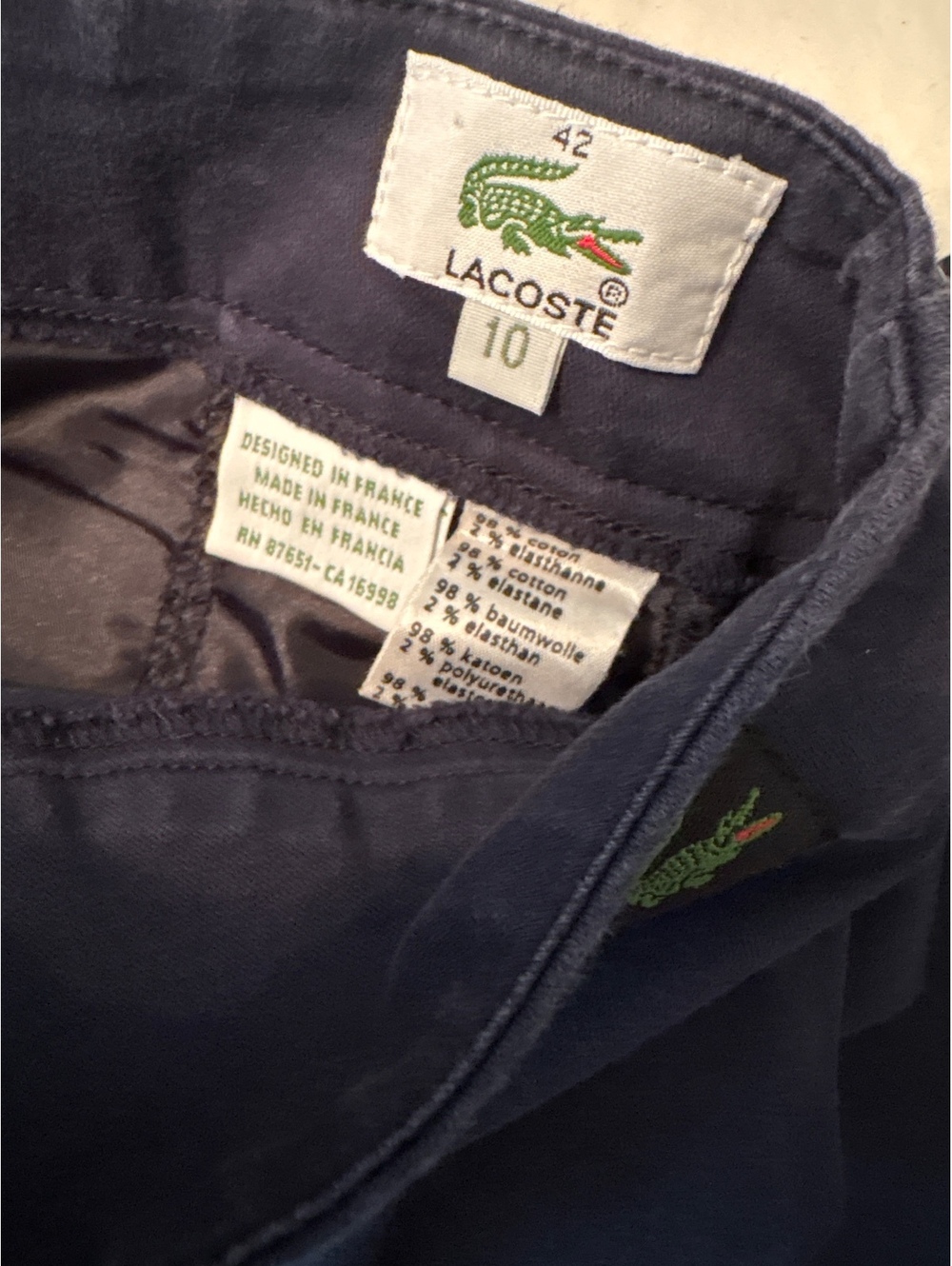 Lacoste Navy Cotton Capri Pants 42 (10)